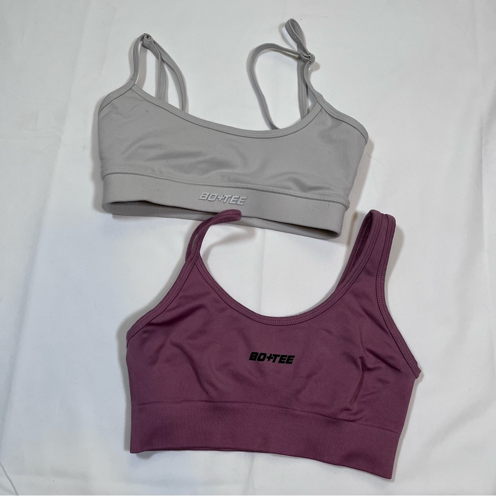 BO+TEE SET OF 2 BUNDLE‎ WOMENS ATHLETIC BRA TOPS SZ XS 2XS